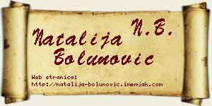 Natalija Bolunović vizit kartica